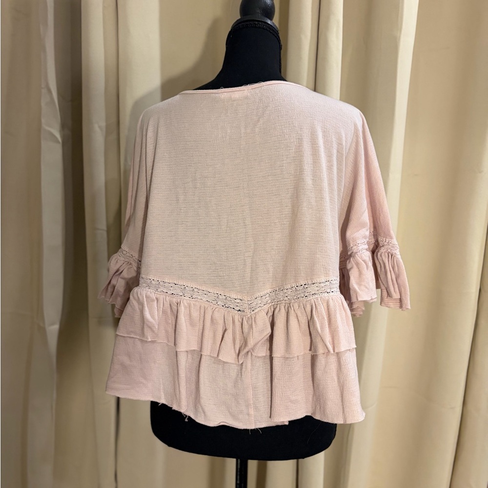 Easel Blush Ruffle Blouse - Picture 2 of 3